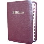Biblie piele medie lux, coperta roz sidefat cu maini